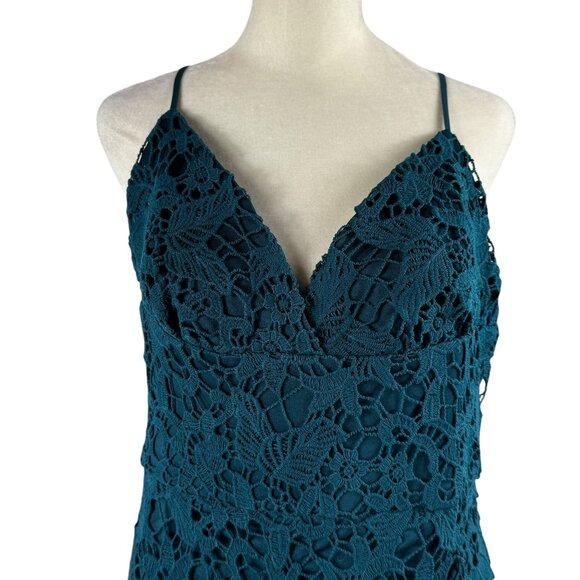 Beautiful! NWT LUSH Teal Blue Green Lace Midi Dress Size Large - Picture 13 of 16